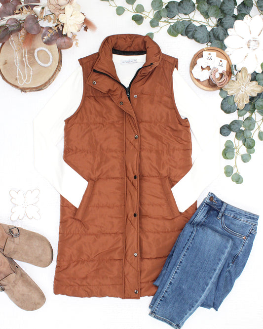 Michelle Mae Harlow Long Vest - Cinnamon