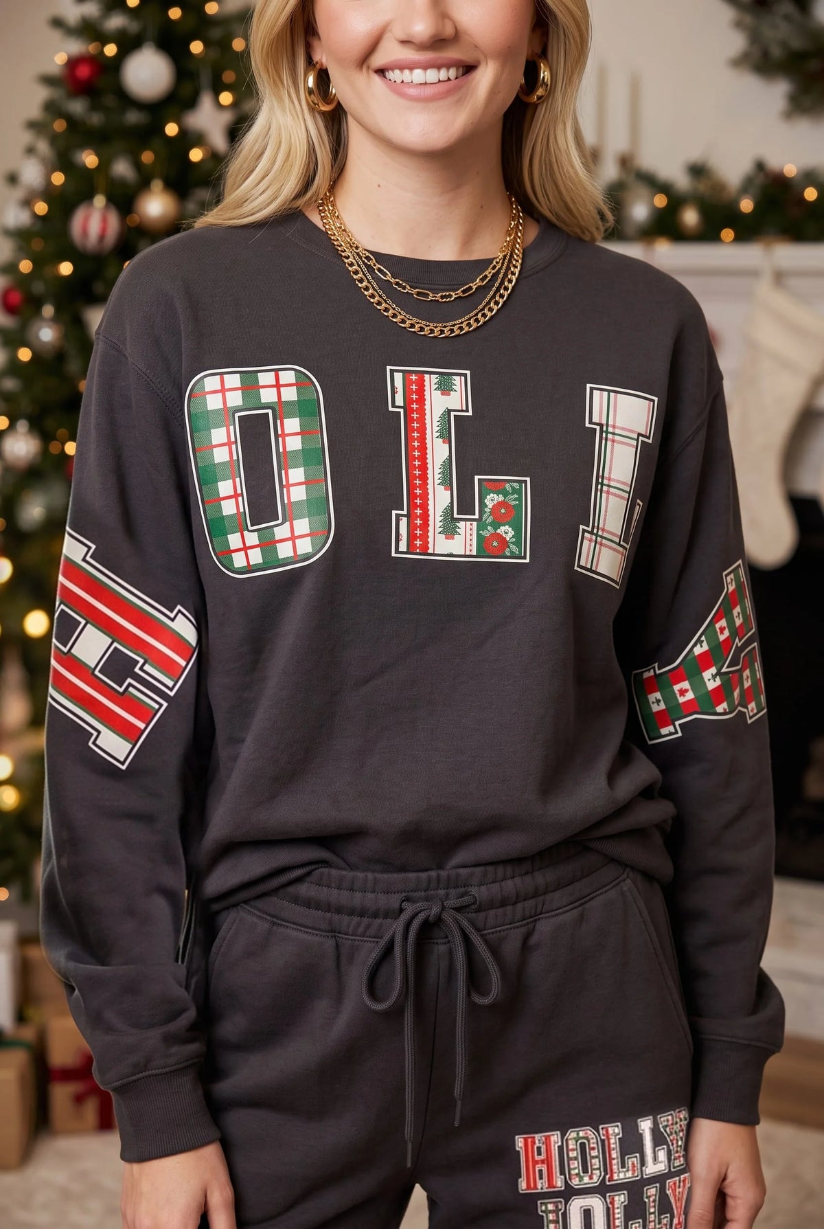 PREORDER Holly Jolly Patch Charcoal Sweatshirt