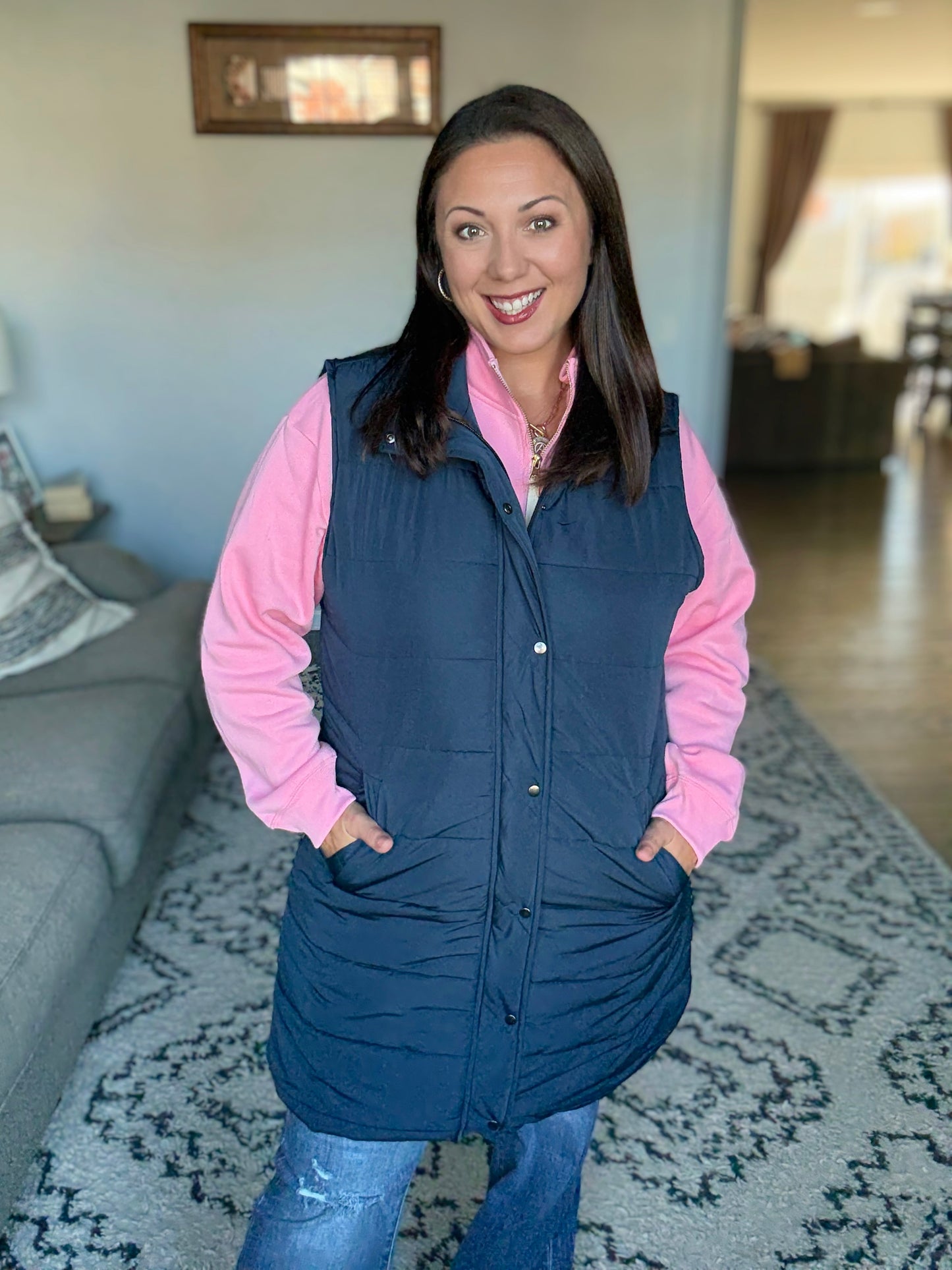 Michelle Mae Harlow Long Vest - Navy