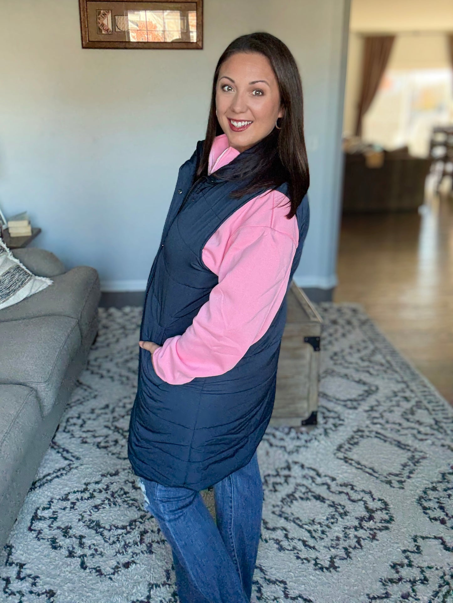 Michelle Mae Harlow Long Vest - Navy