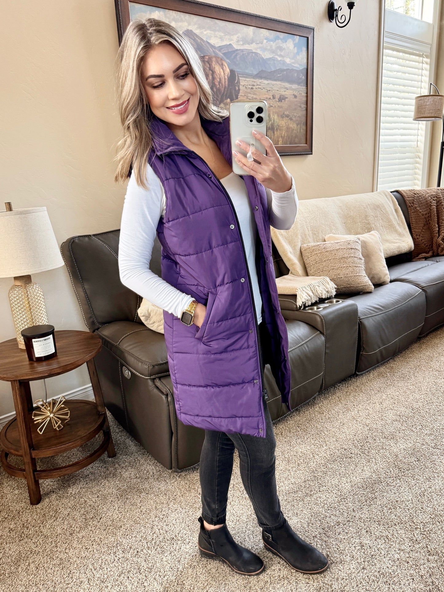 Michelle Mae, Harlow Long Vest - Purple