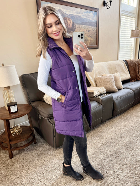 Michelle Mae, Harlow Long Vest - Purple