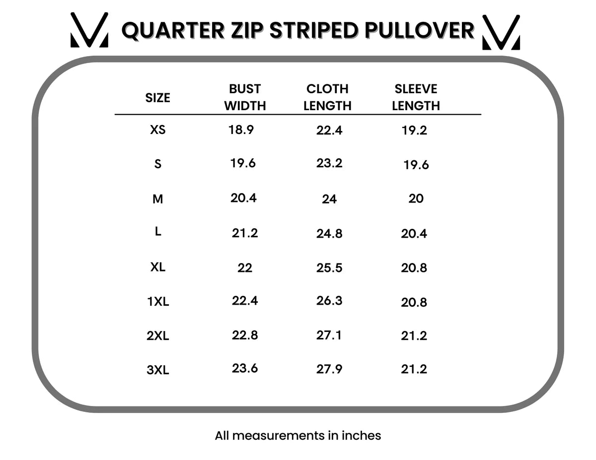 Michelle Mae Quarter Zip Striped Pullover - Black and White