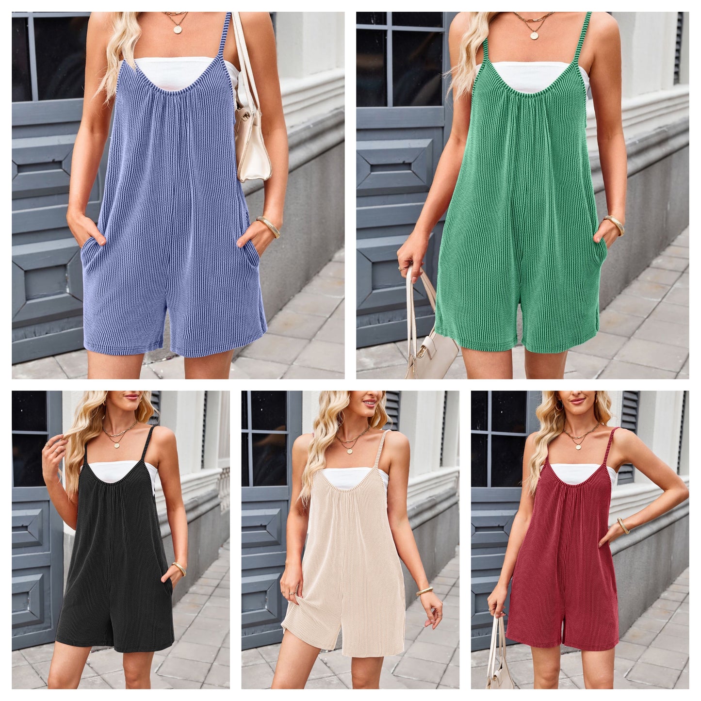 Preorder: Lovelet Scoop Neck Spaghetti Strap Romper in 5 Colors