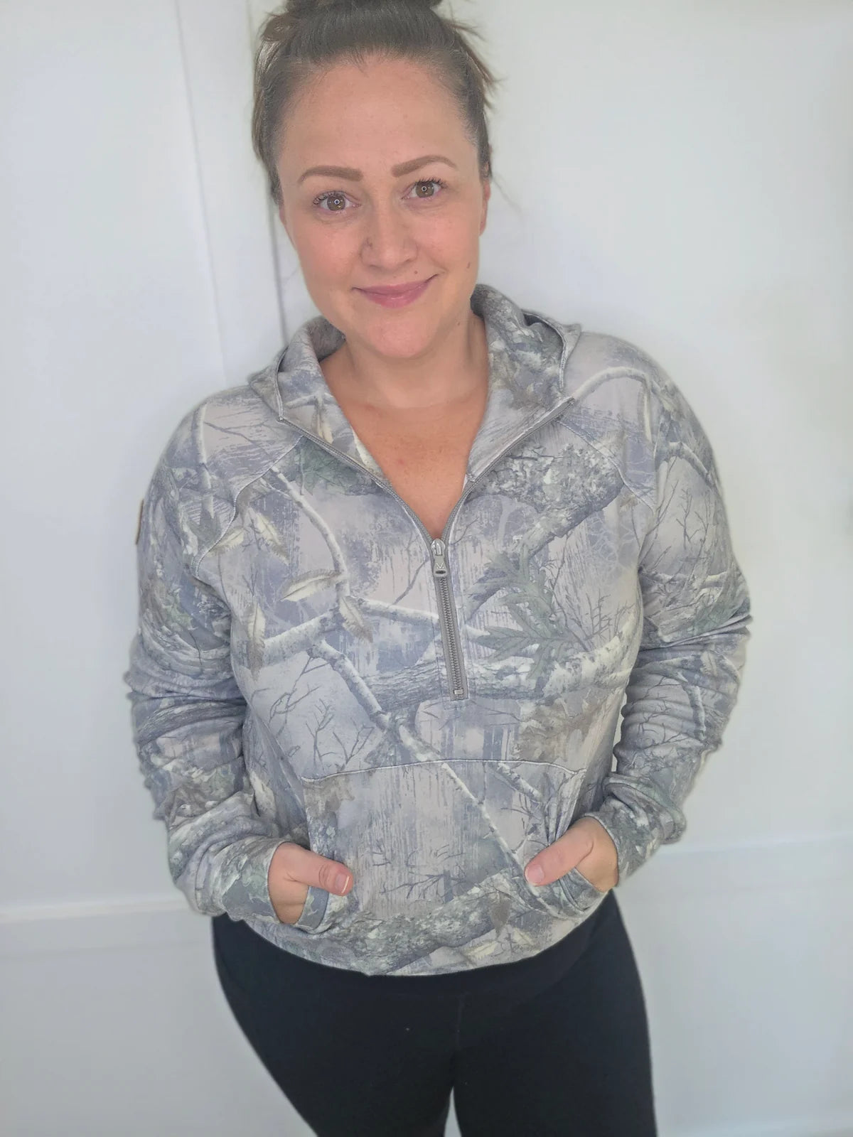 Michelle Mae Shorter Halfzip Hoodie - Camo