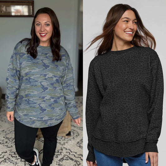 DOORBUSTER: Widow's Weekend Fleece Tunic Pullover in 2 Prints