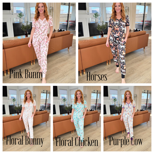 PREORDER: Short Sleeve Spring Jogger Pajama Set in 5 Prints