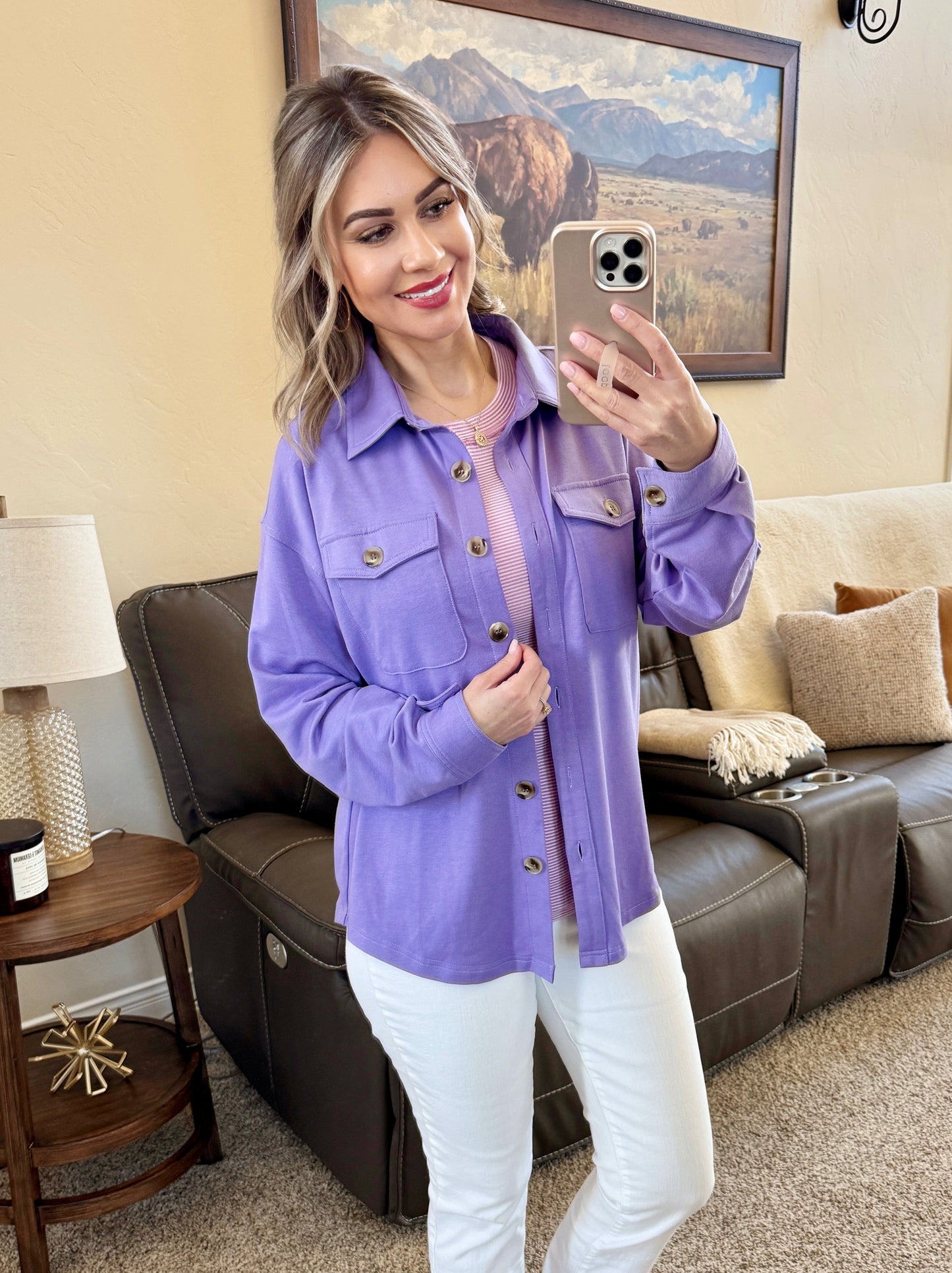 Michelle Mae  Brenna Button Down Top - Purple