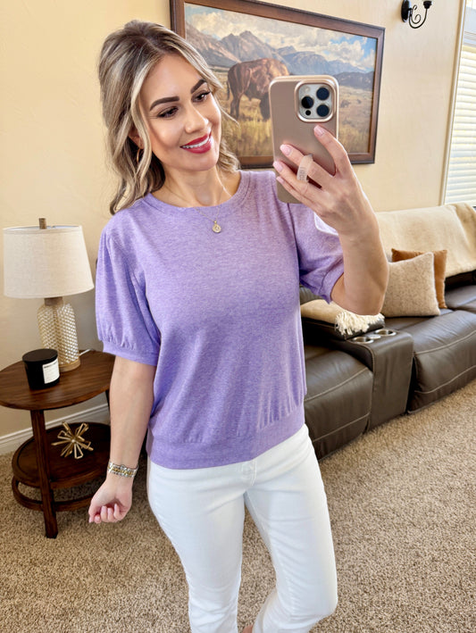 Michelle Mae  Katie Cozy Top - Heathered Purple