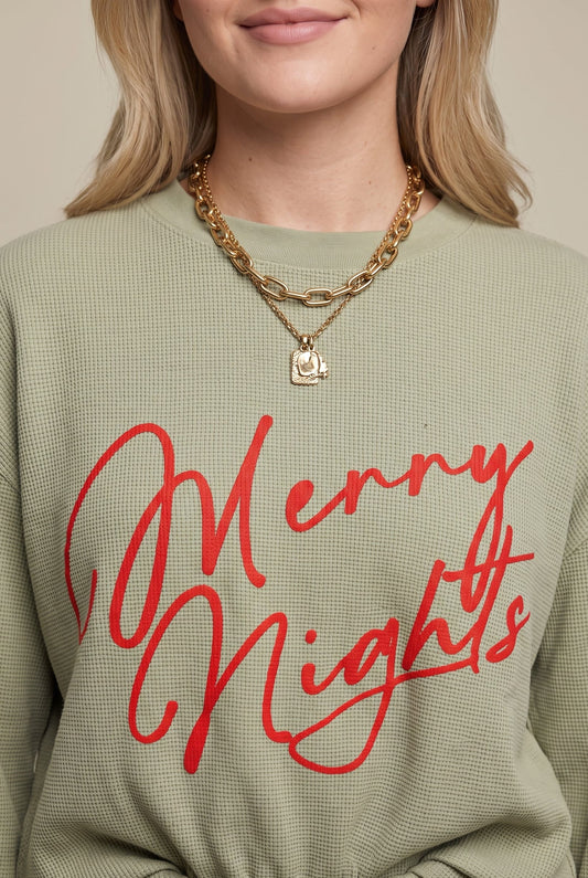 PREORDER Merry Nights Waffle Sweater
