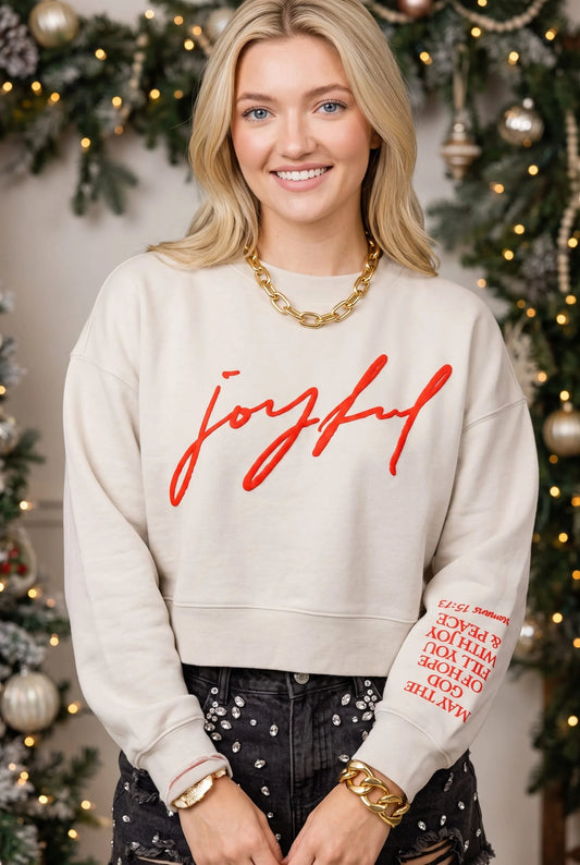 PREORDER Joyful Ivory Crop Sweatshirt