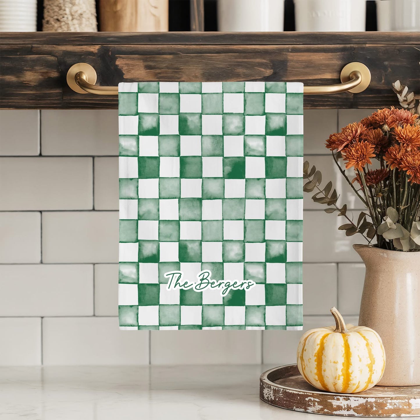 Preorder: Personalized Watercolor Check Tea Towels (5 Colors)