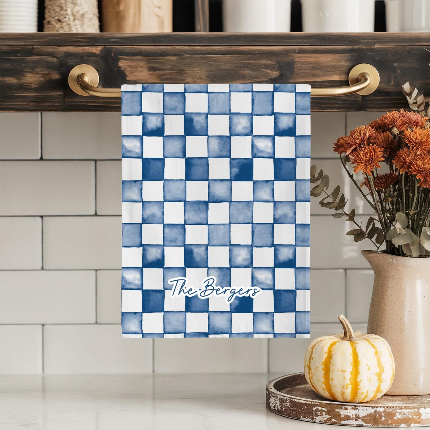 Preorder: Personalized Watercolor Check Tea Towels (5 Colors)