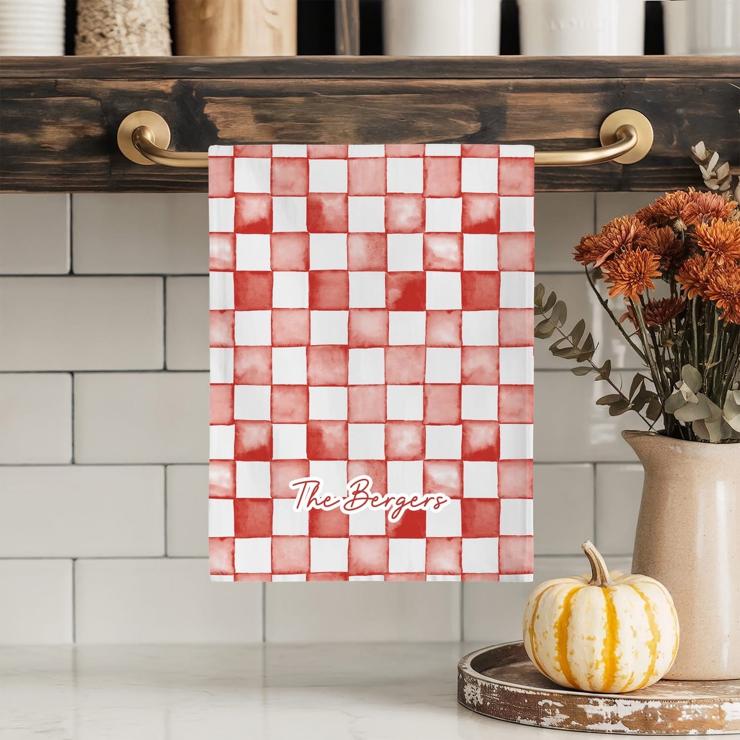 Preorder: Personalized Watercolor Check Tea Towels (5 Colors)