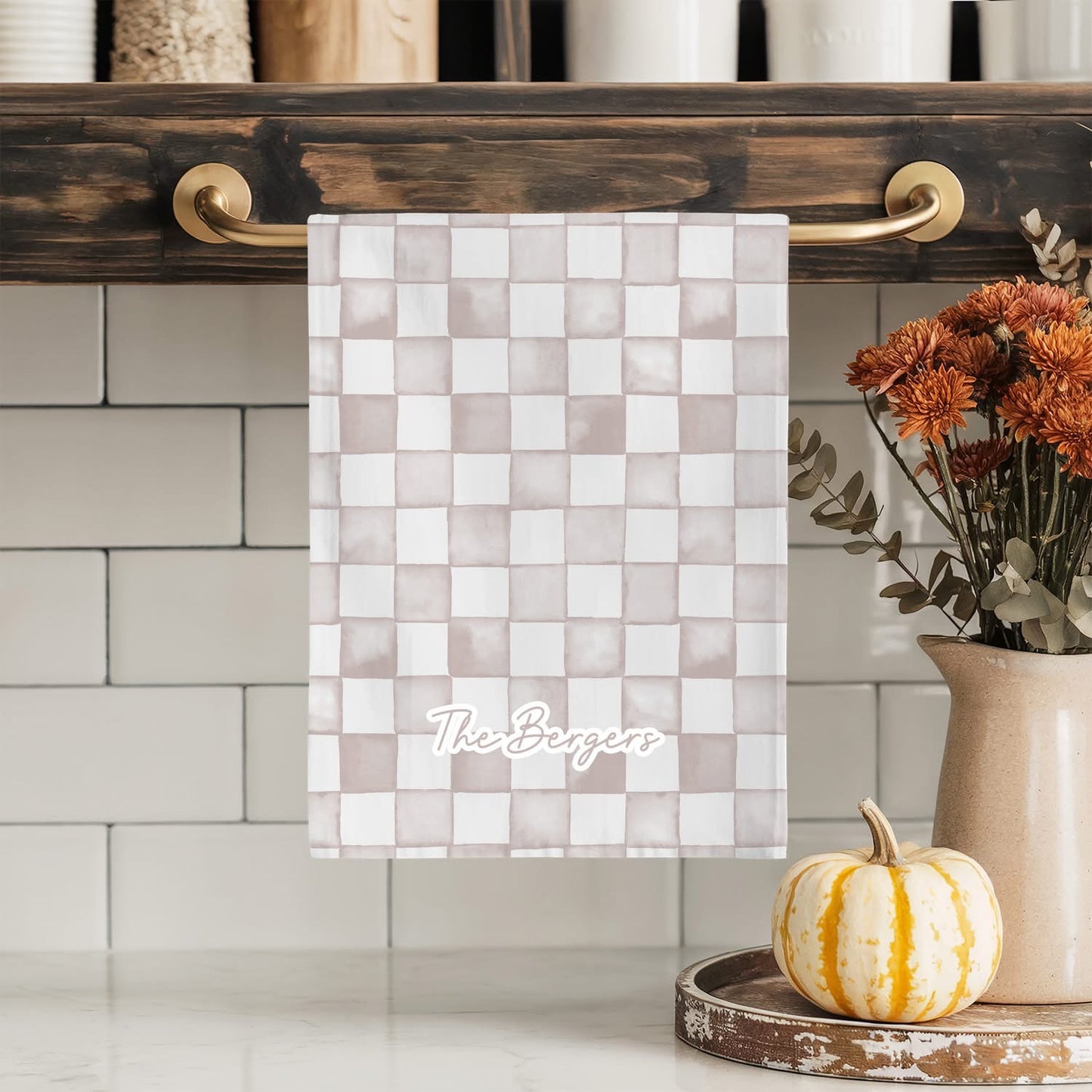 Preorder: Personalized Watercolor Check Tea Towels (5 Colors)