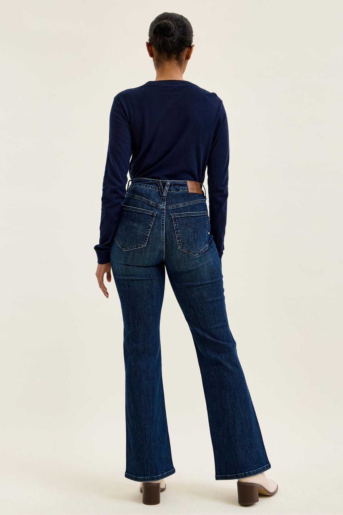 Emmy High Waist Tummy Control Boy Bootcut Jean with Welt Pockets
