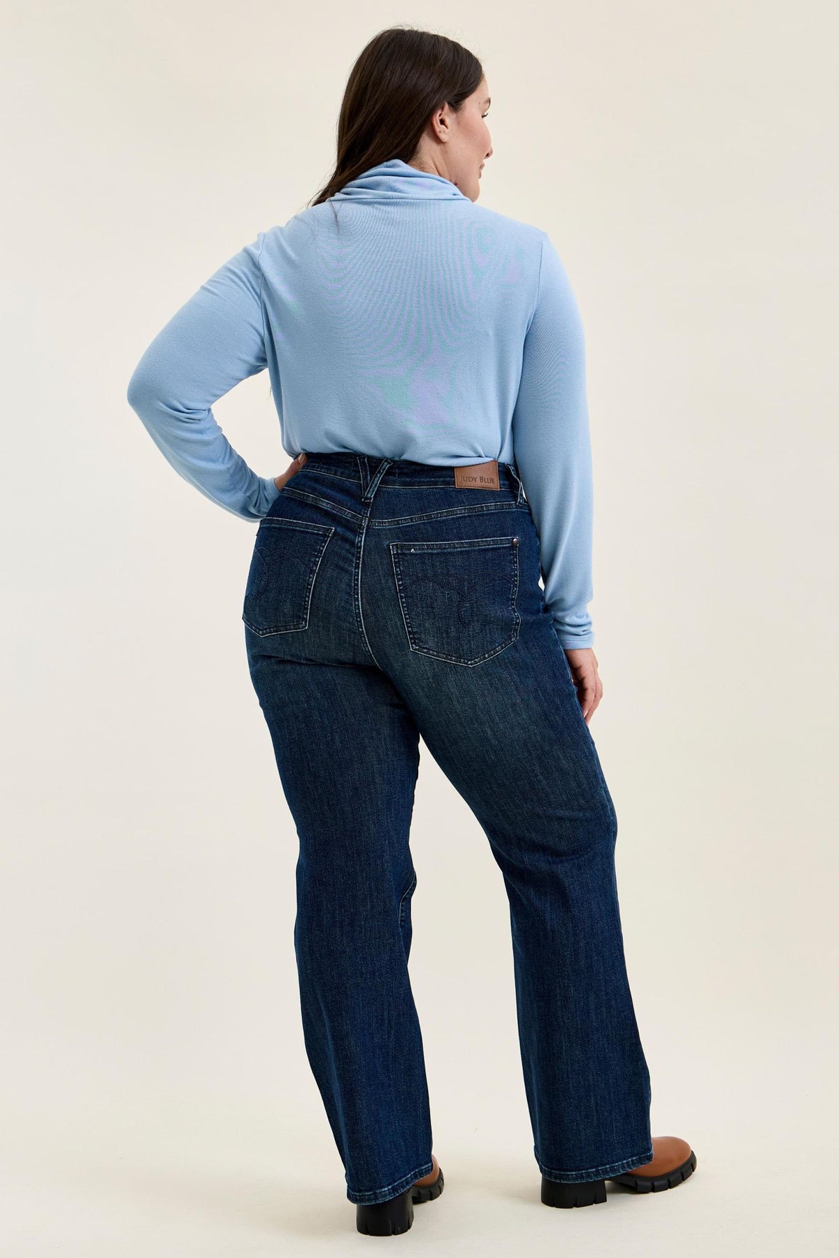 Emmy High Waist Tummy Control Boy Bootcut Jean with Welt Pockets