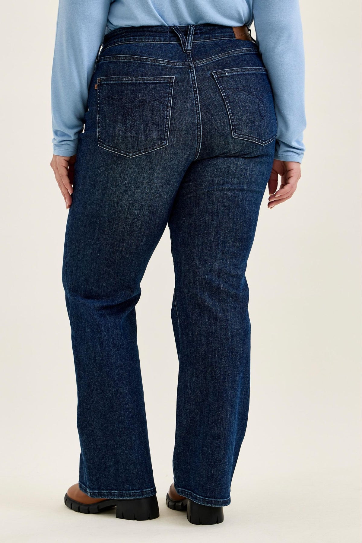 Emmy High Waist Tummy Control Boy Bootcut Jean with Welt Pockets