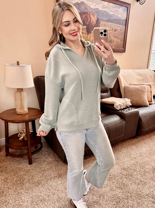 Sea Glass Sage Knit Hoodie