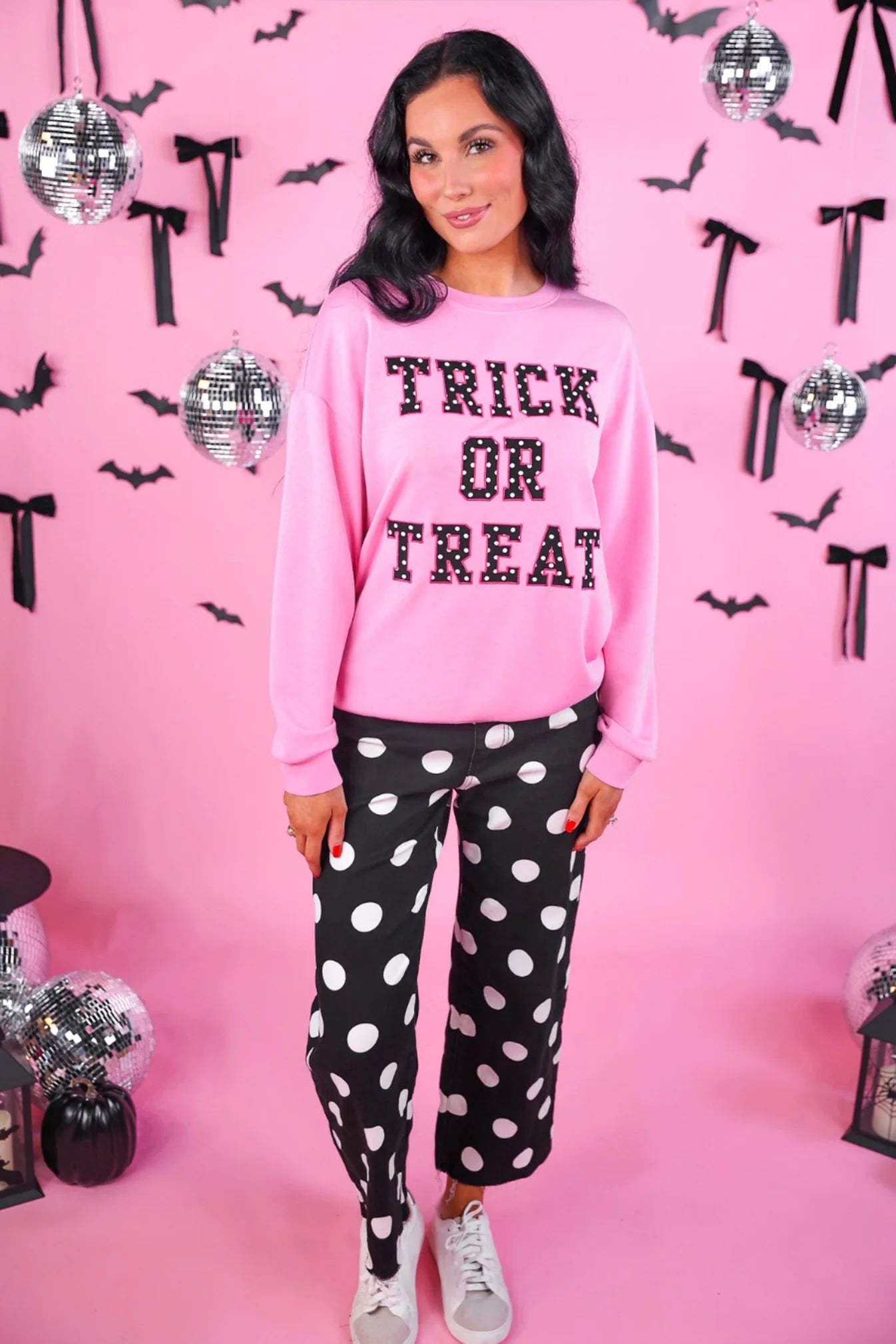 PREORDER: Jess Lea Trick or Treat Polka Dot Patch Pullover