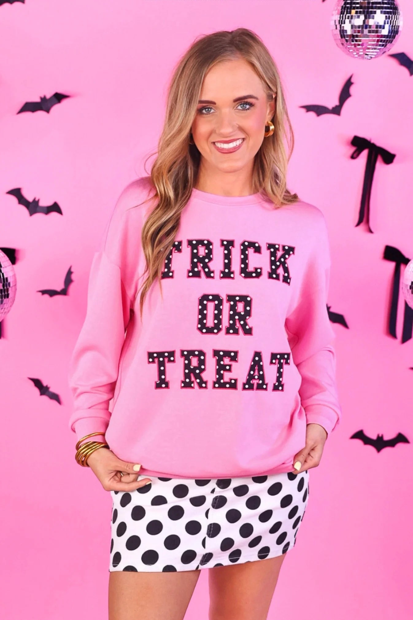 PREORDER: Jess Lea Trick or Treat Polka Dot Patch Pullover
