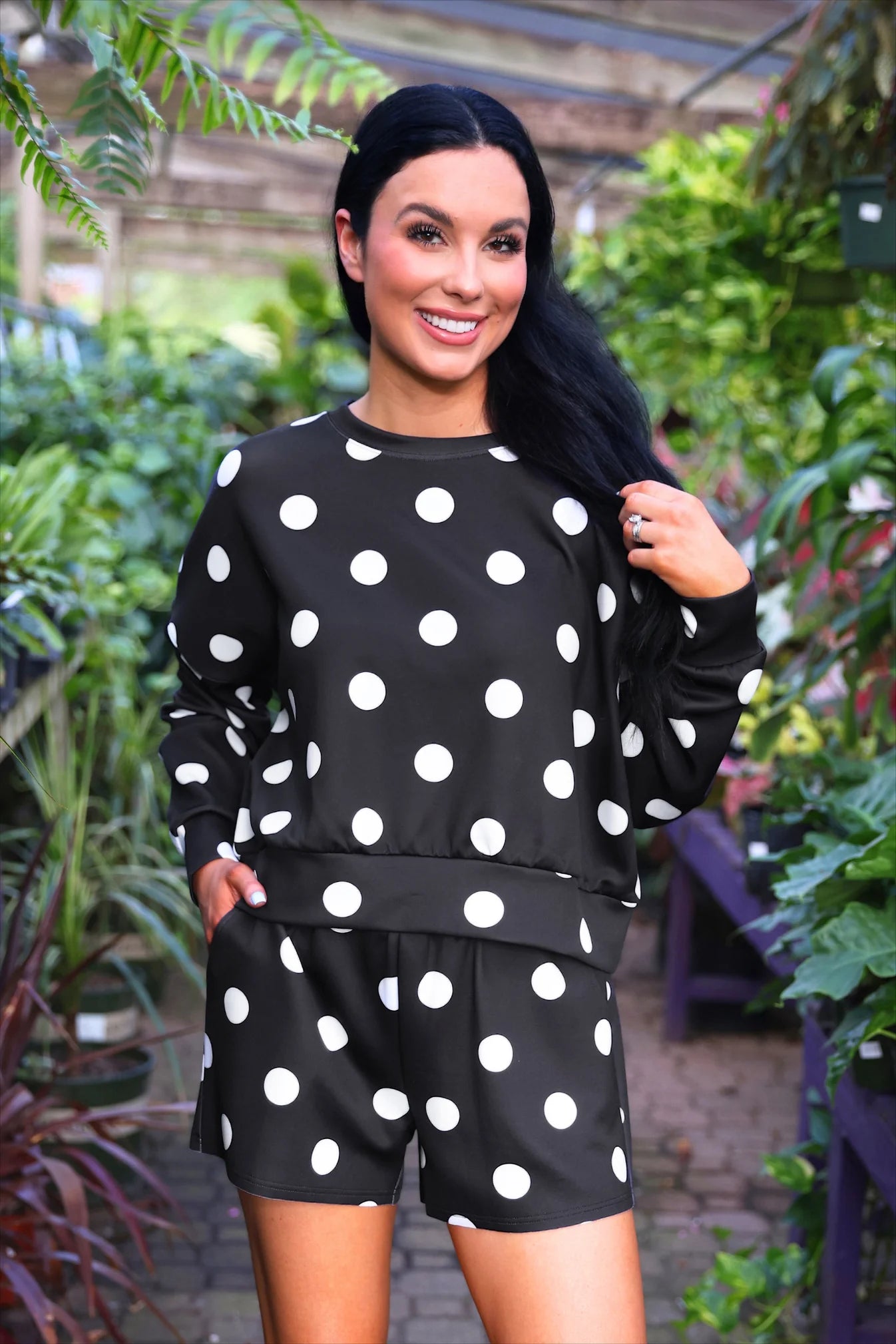 PREORDER: Jess Lea Luna Luxe Pullover Set- After Dark Polka Dot