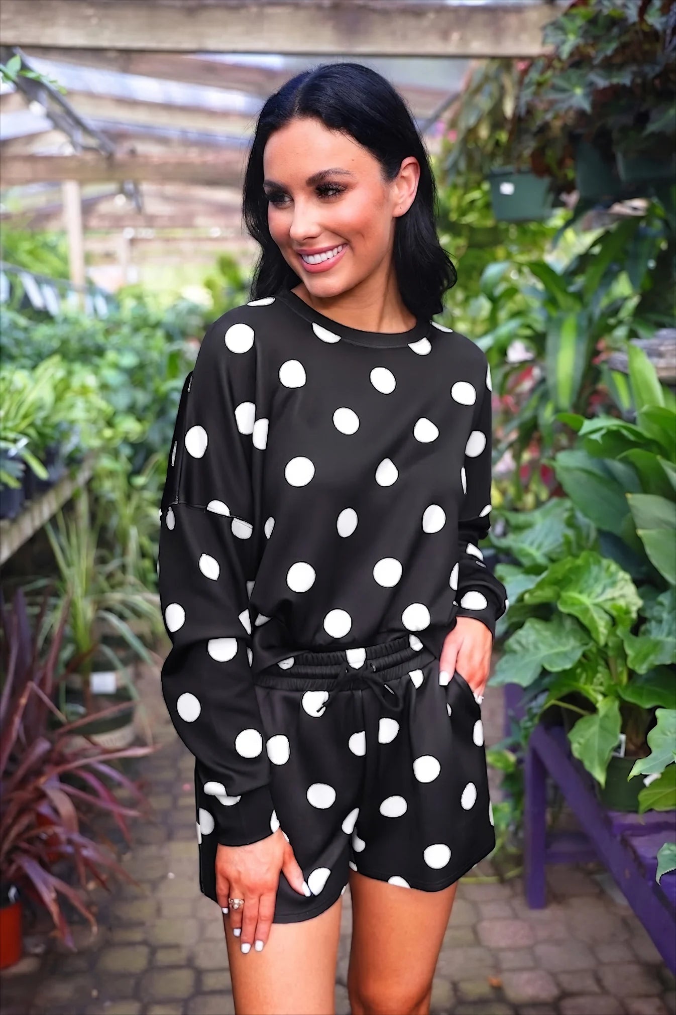 PREORDER: Jess Lea Luna Luxe Pullover Set- After Dark Polka Dot