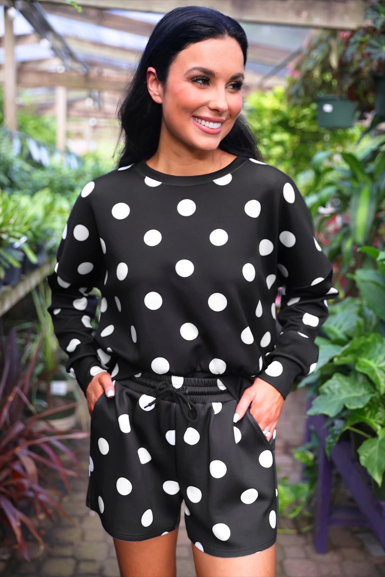 PREORDER: Jess Lea Luna Luxe Pullover Set- After Dark Polka Dot