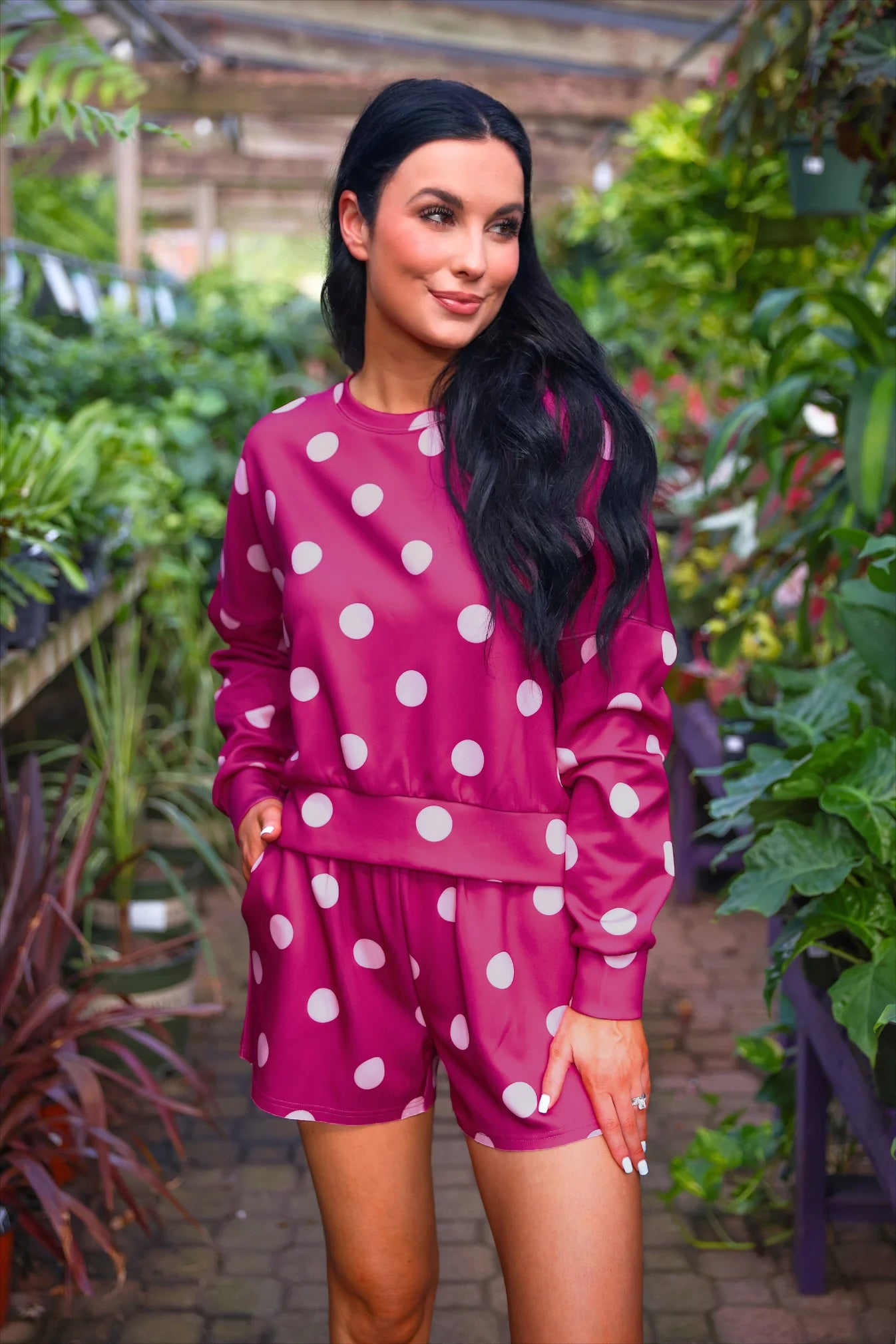 PREORDER: Jess Lea Luna Luxe Pullover Set- Pink Polka Dot