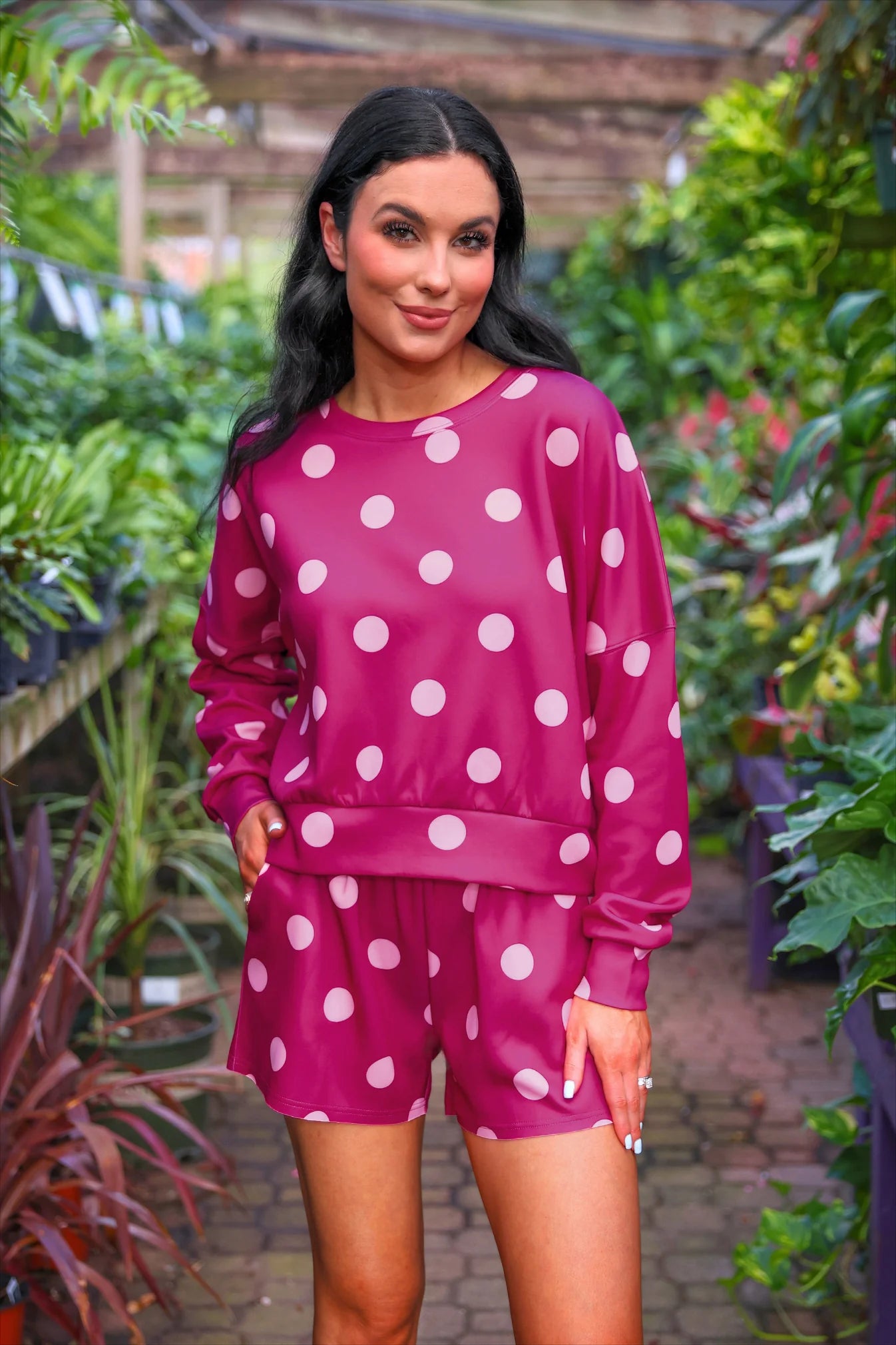 PREORDER: Jess Lea Luna Luxe Pullover Set- Pink Polka Dot