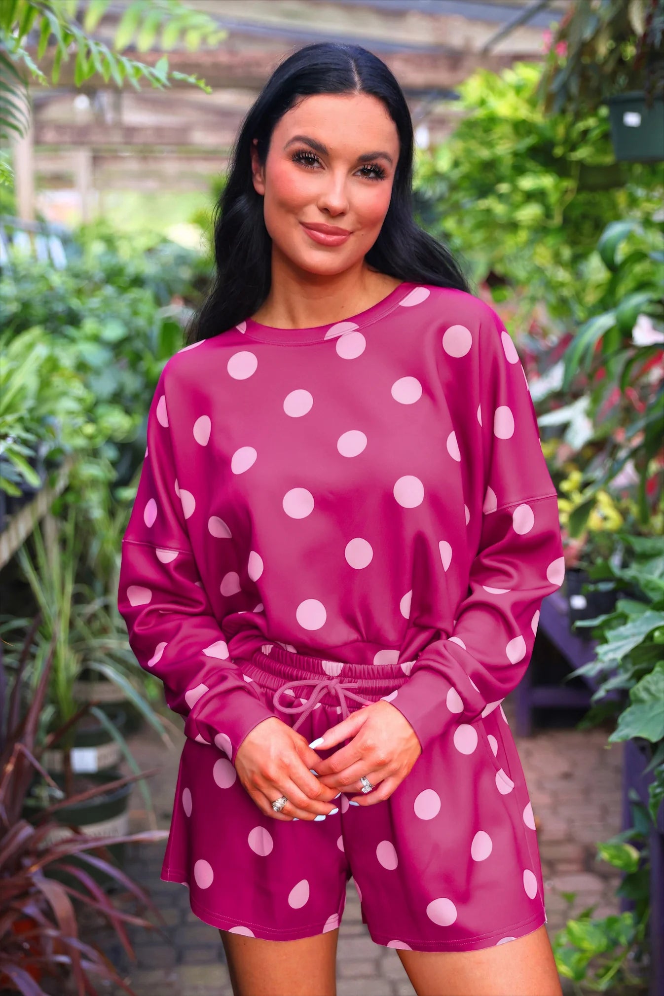 PREORDER: Jess Lea Luna Luxe Pullover Set- Pink Polka Dot