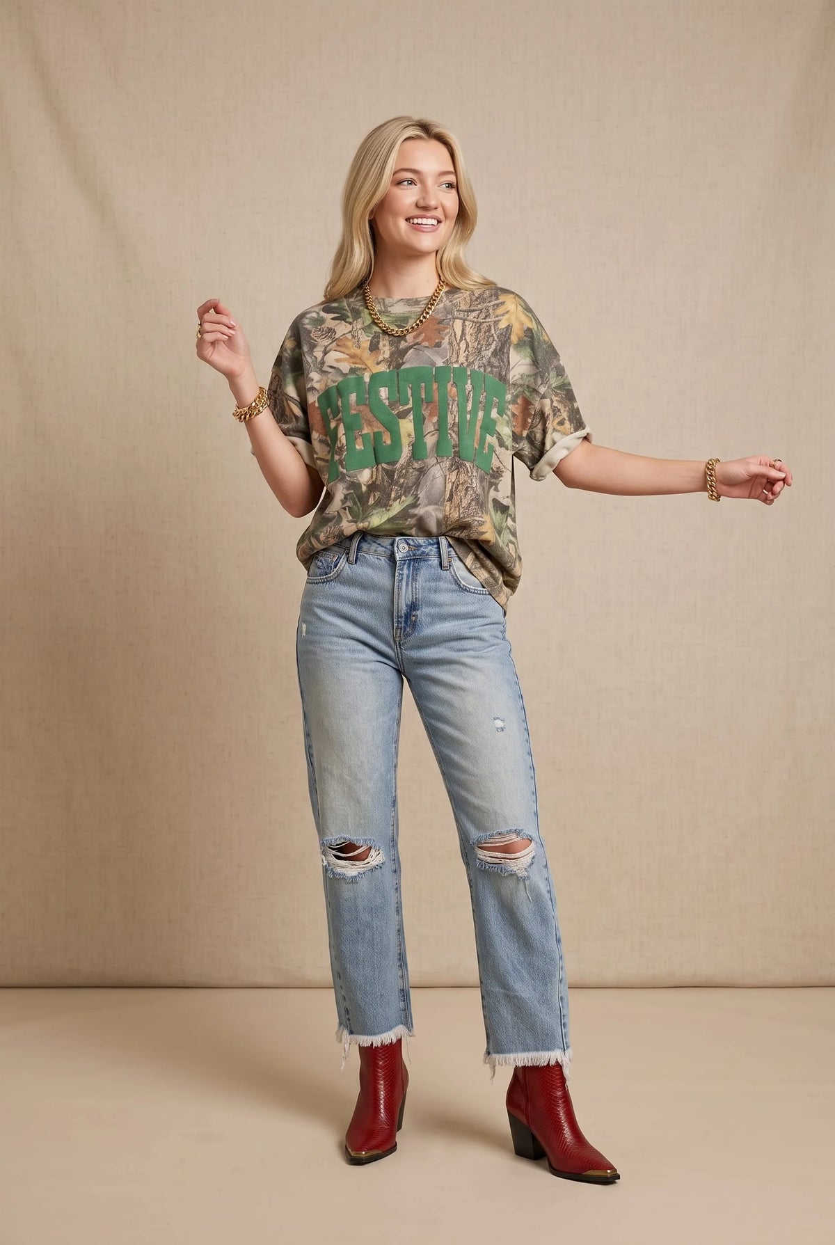 PREORDER Festive Vintage Wood Camo Heavy Tee