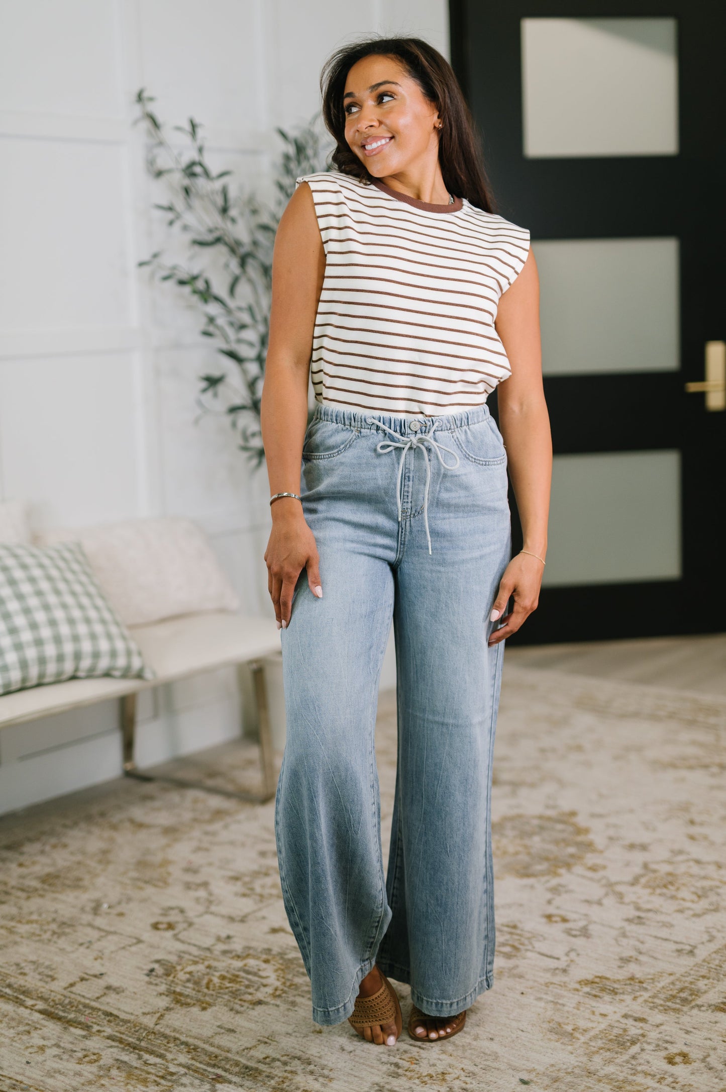 Monica High Waist Palazzo Featherweight with Drawcord by Judy Blue