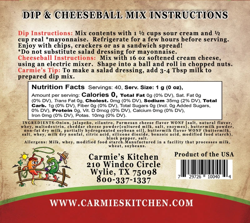 Carmie's Dip Mix - Jalapeno Ranch