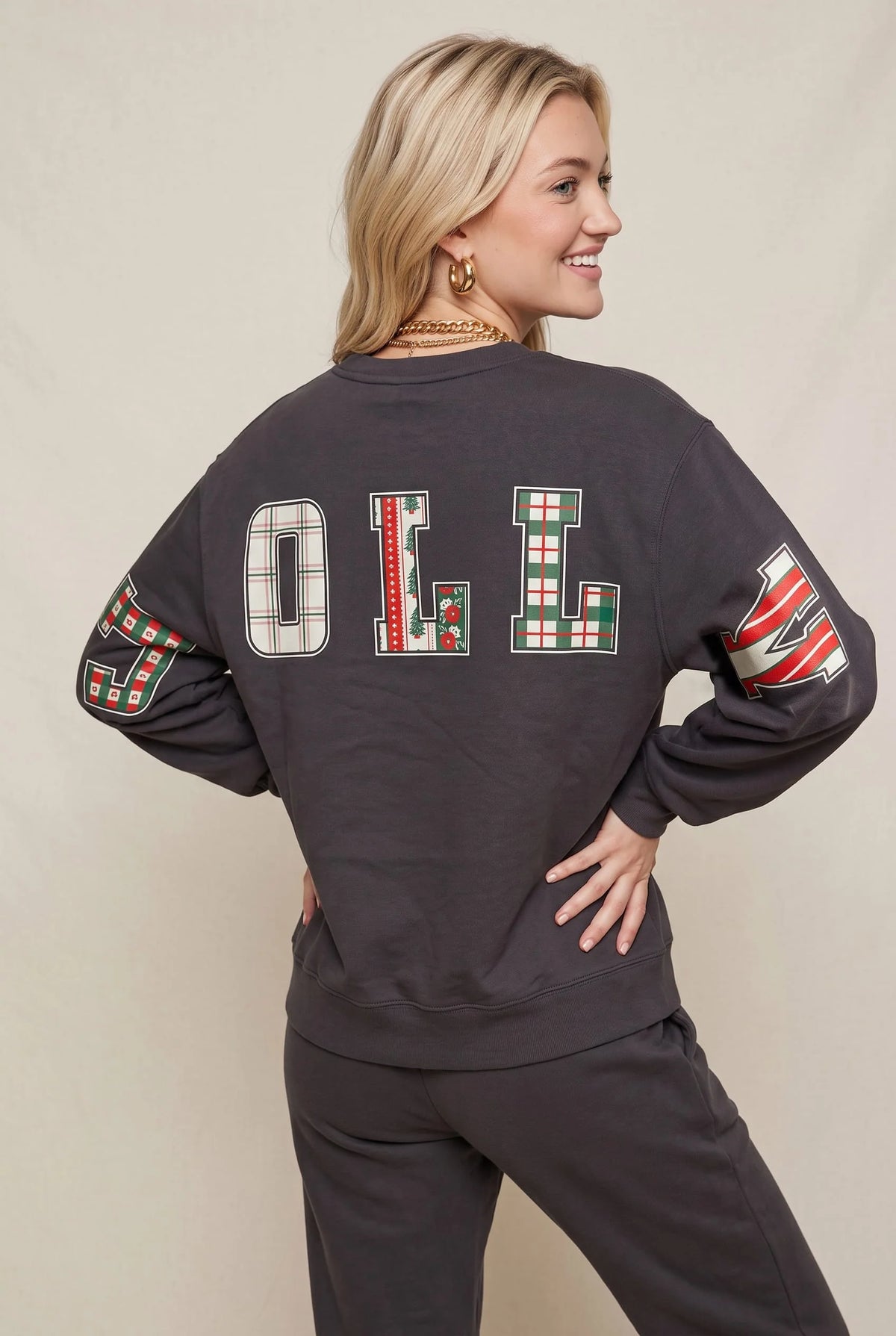 PREORDER Holly Jolly Patch Charcoal Sweatshirt