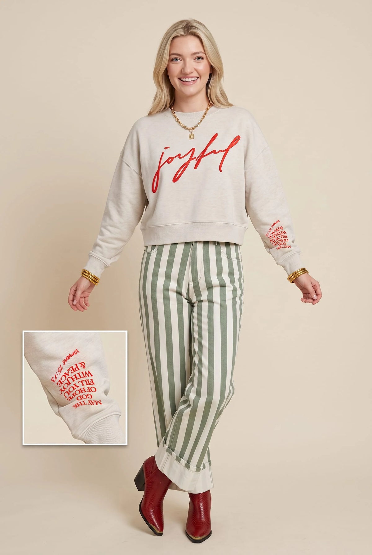 PREORDER Joyful Ivory Crop Sweatshirt