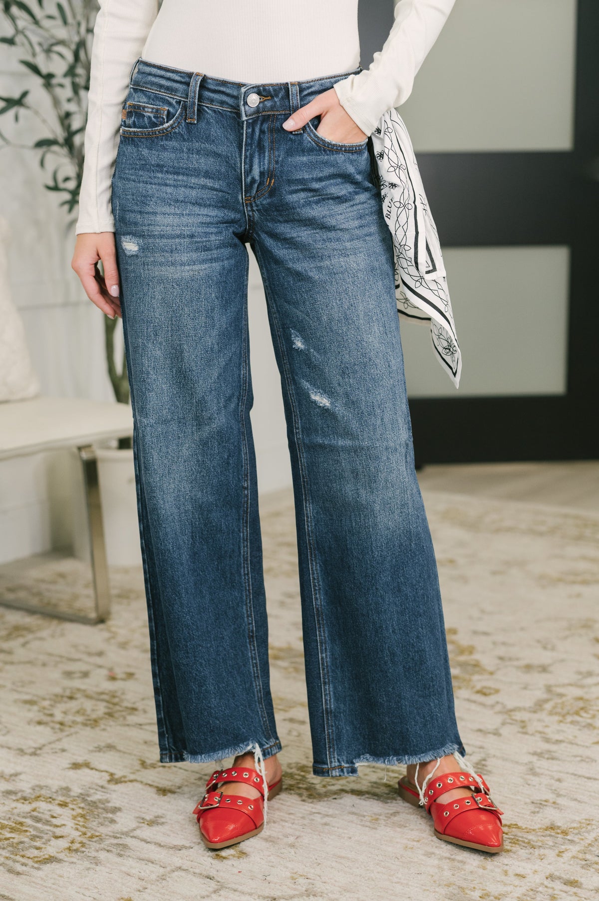 Kaiya Low Rise Wilhelmina Rigid Magic Baggy Jean with Bandana Loop