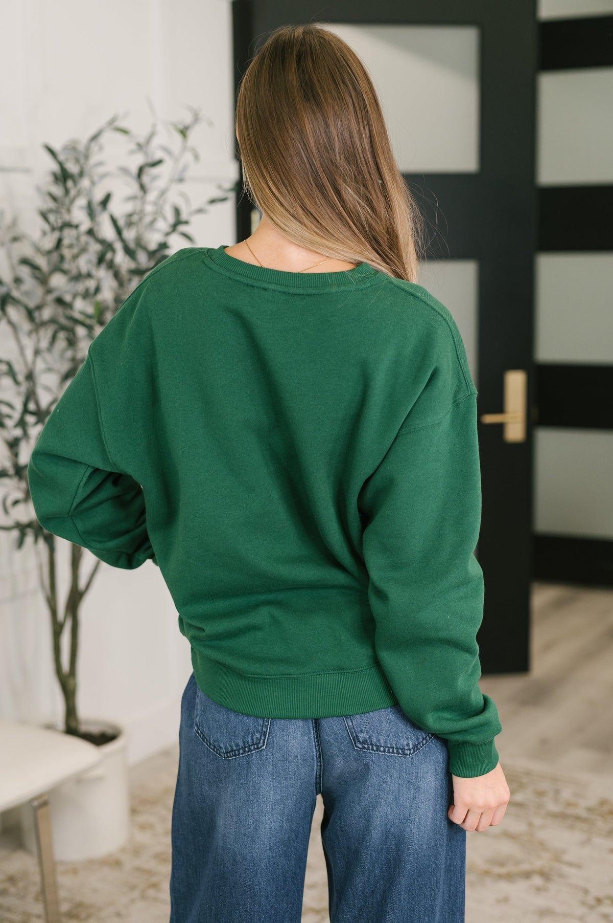 Keep Her Close Drop Shoulder Pullover in Evergreen