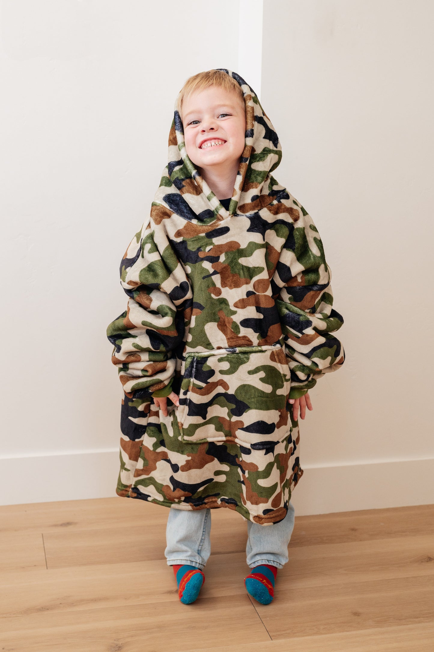 Kids Oversized Hoodie Blanket in Camo