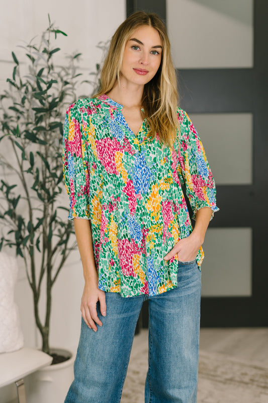 Lizzy Smock Top in Light Multi Painted