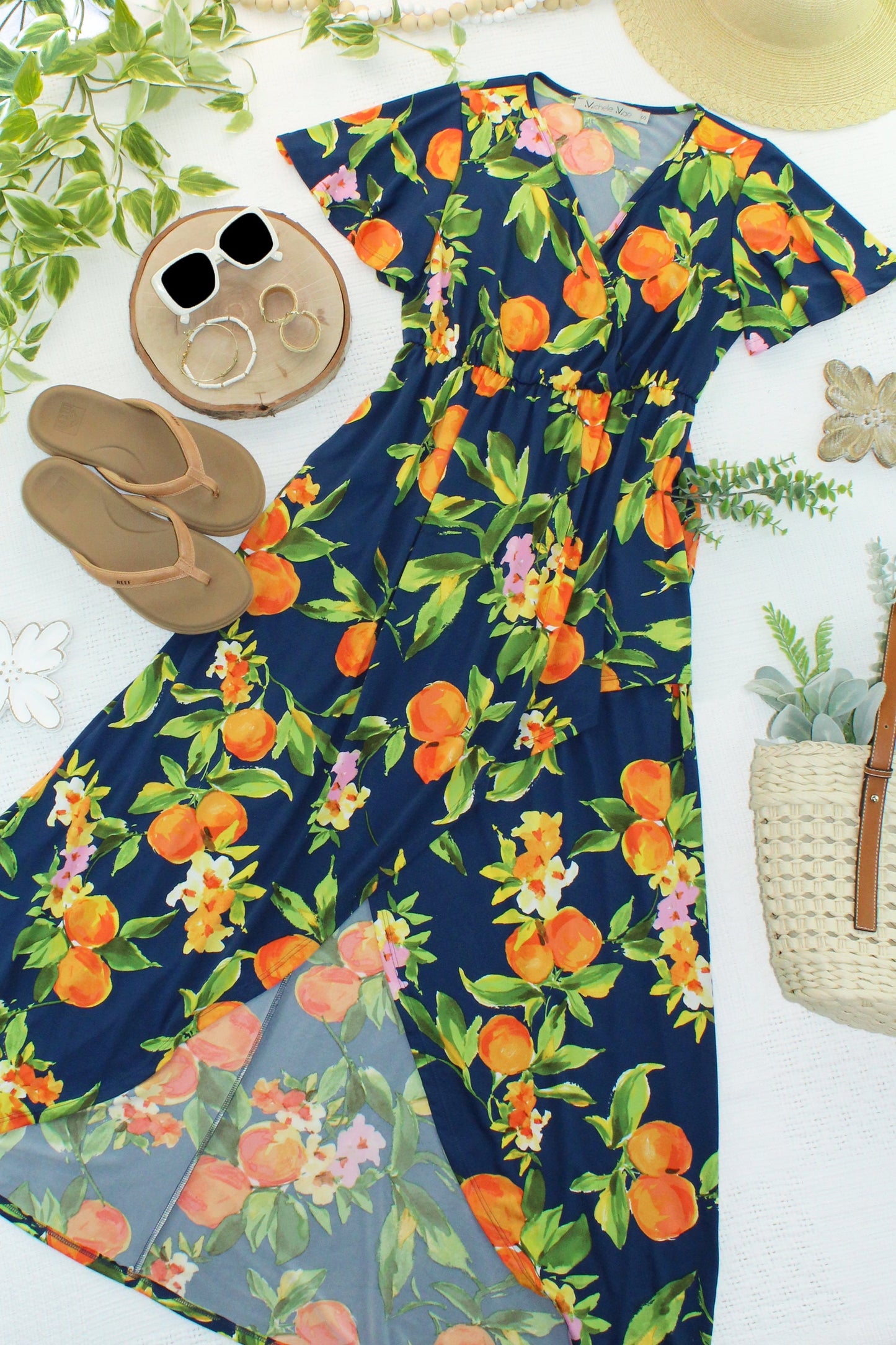 IN STOCK Harley High-Low Dress - Navy Citrus