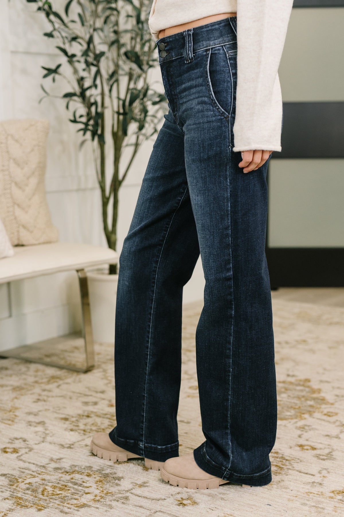 Marty High Waist Trouser Wide Leg Judy Blue Jeans