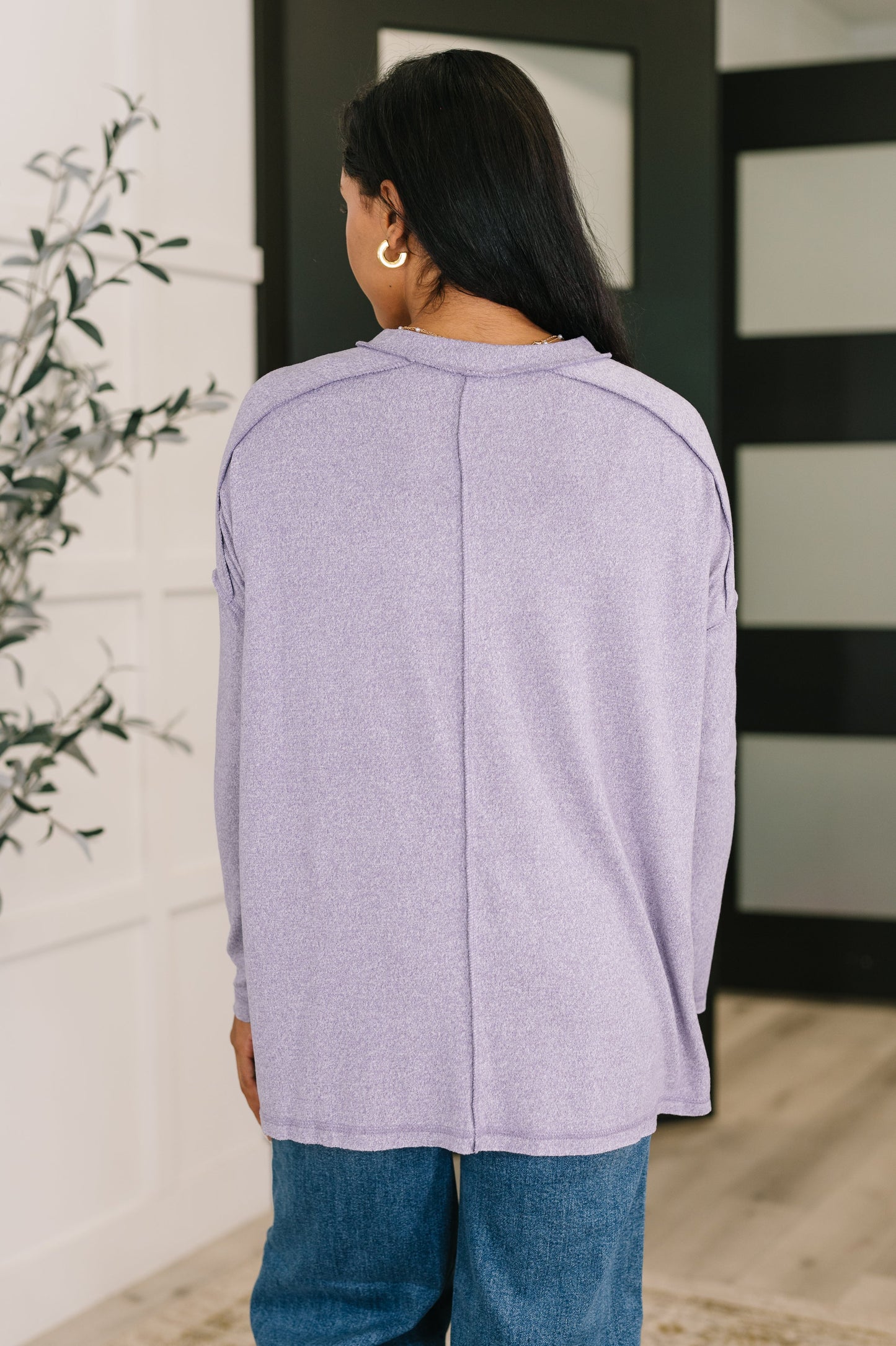 Mellow Mood Heathered Pullover in Lavender