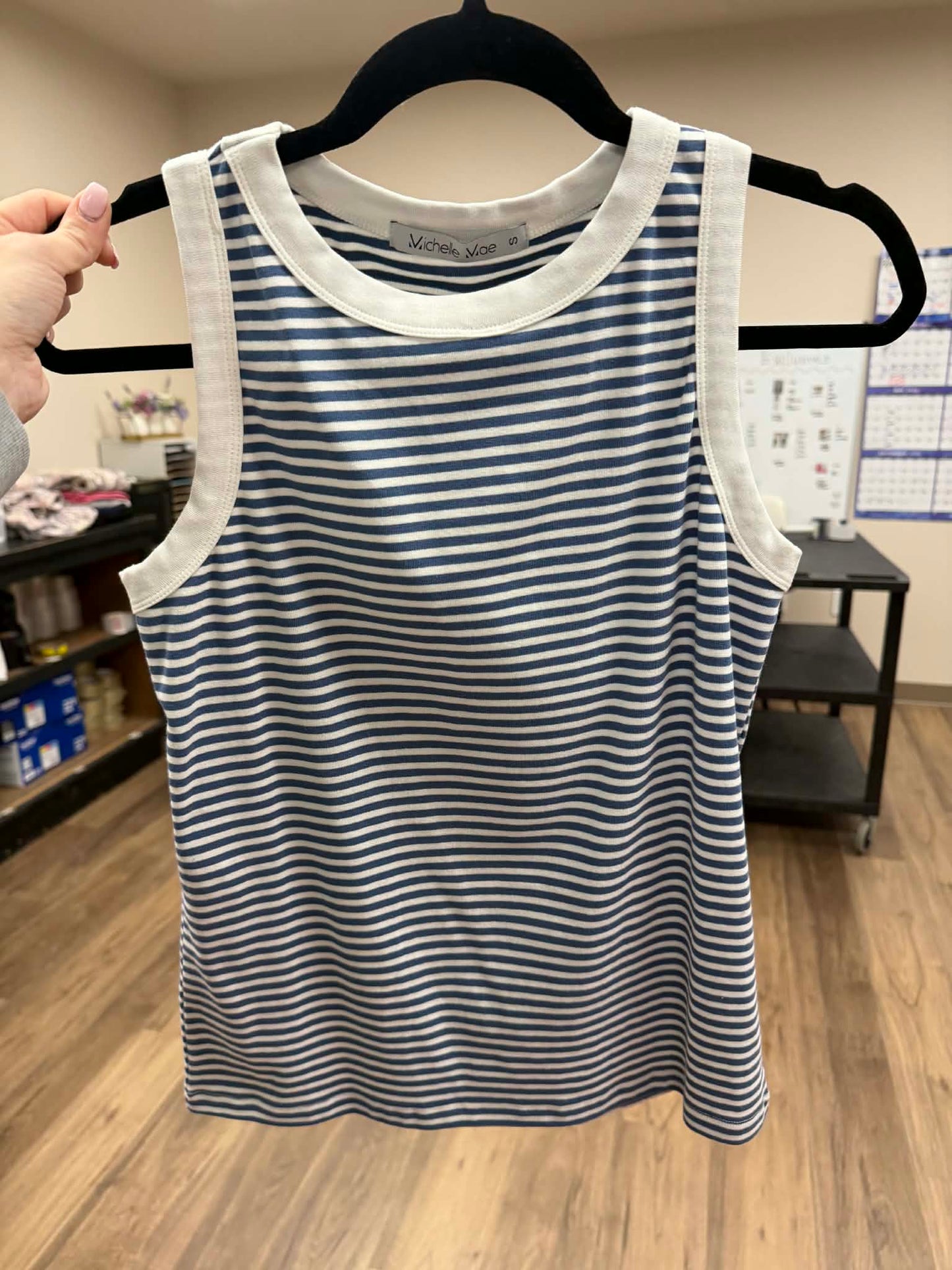 Michelle Mae Classic Tank - Blue and White