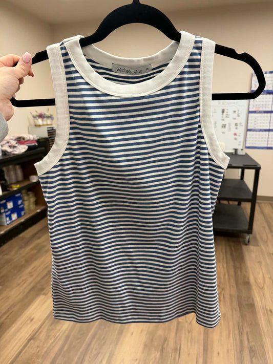 Michelle Mae Classic Tank - Blue and White