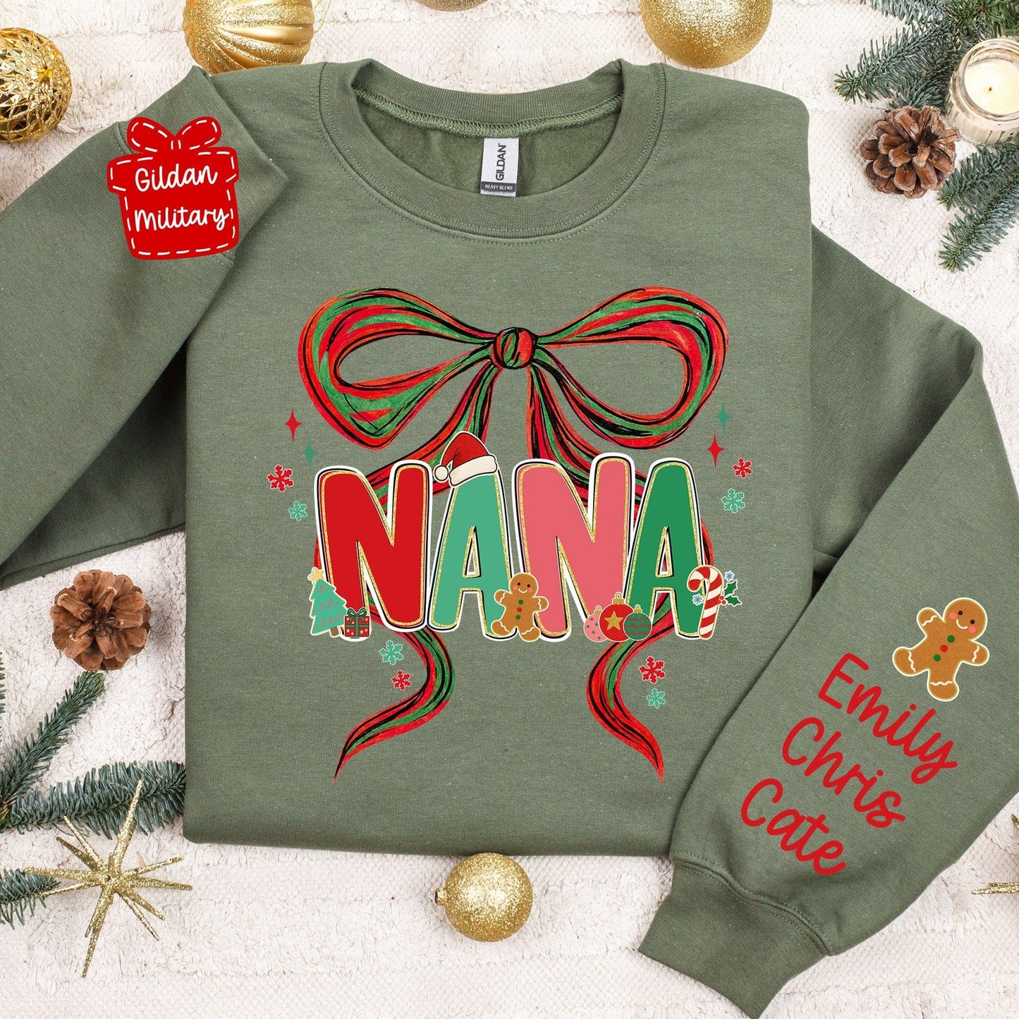 Preorder: Coquette Christmas Bow With Title Personalized SweatShirt
