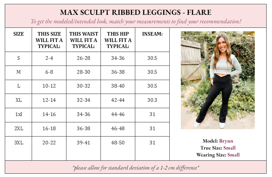 Molly Max Sculpt Ribbed Flare Leggings - 2 Colors