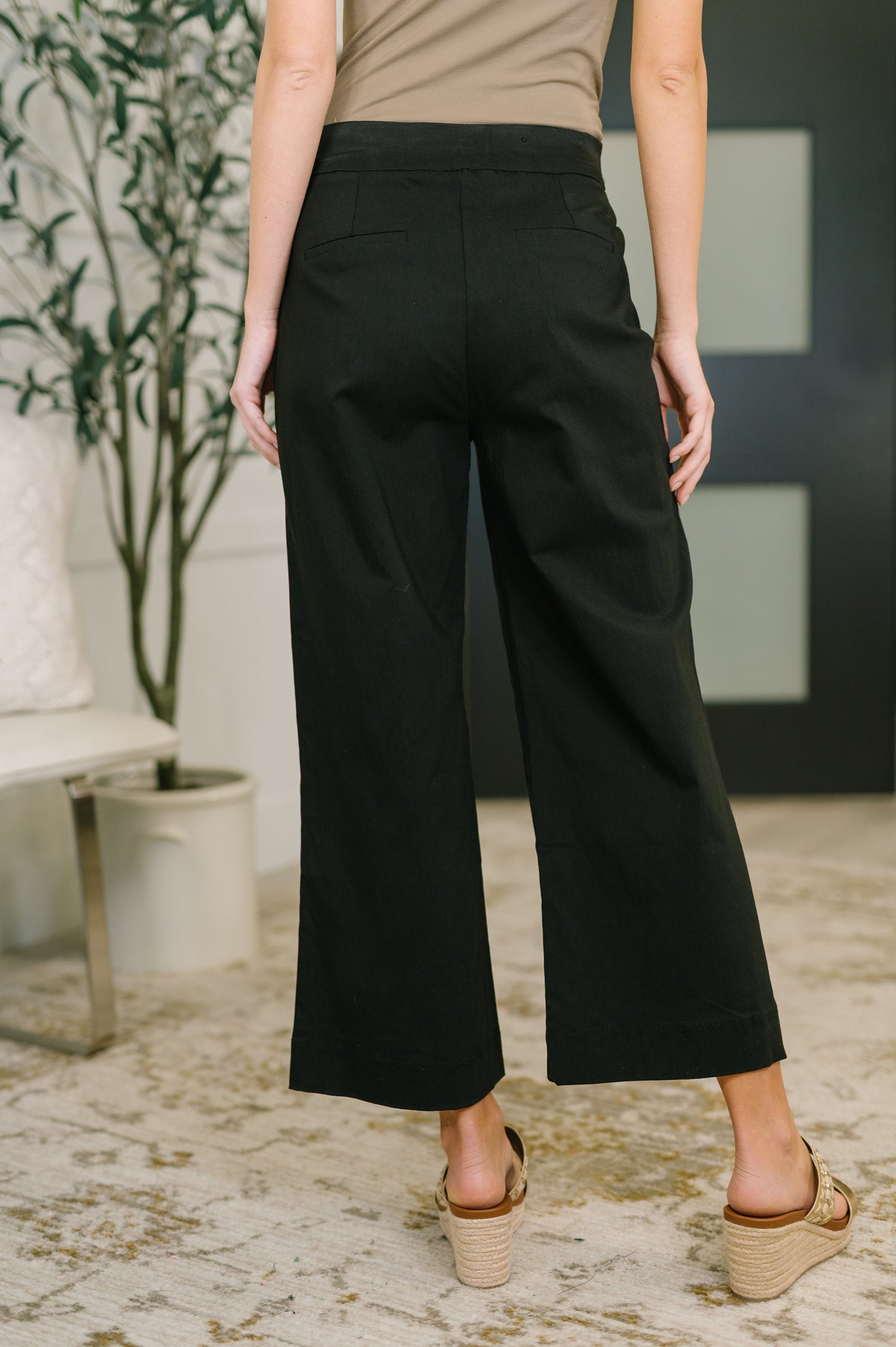 Only Pair High Waisted Wide Leg Bottoms in Black