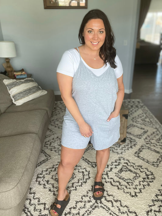 Personal Record Relaxed Romper in Heathered Grey
