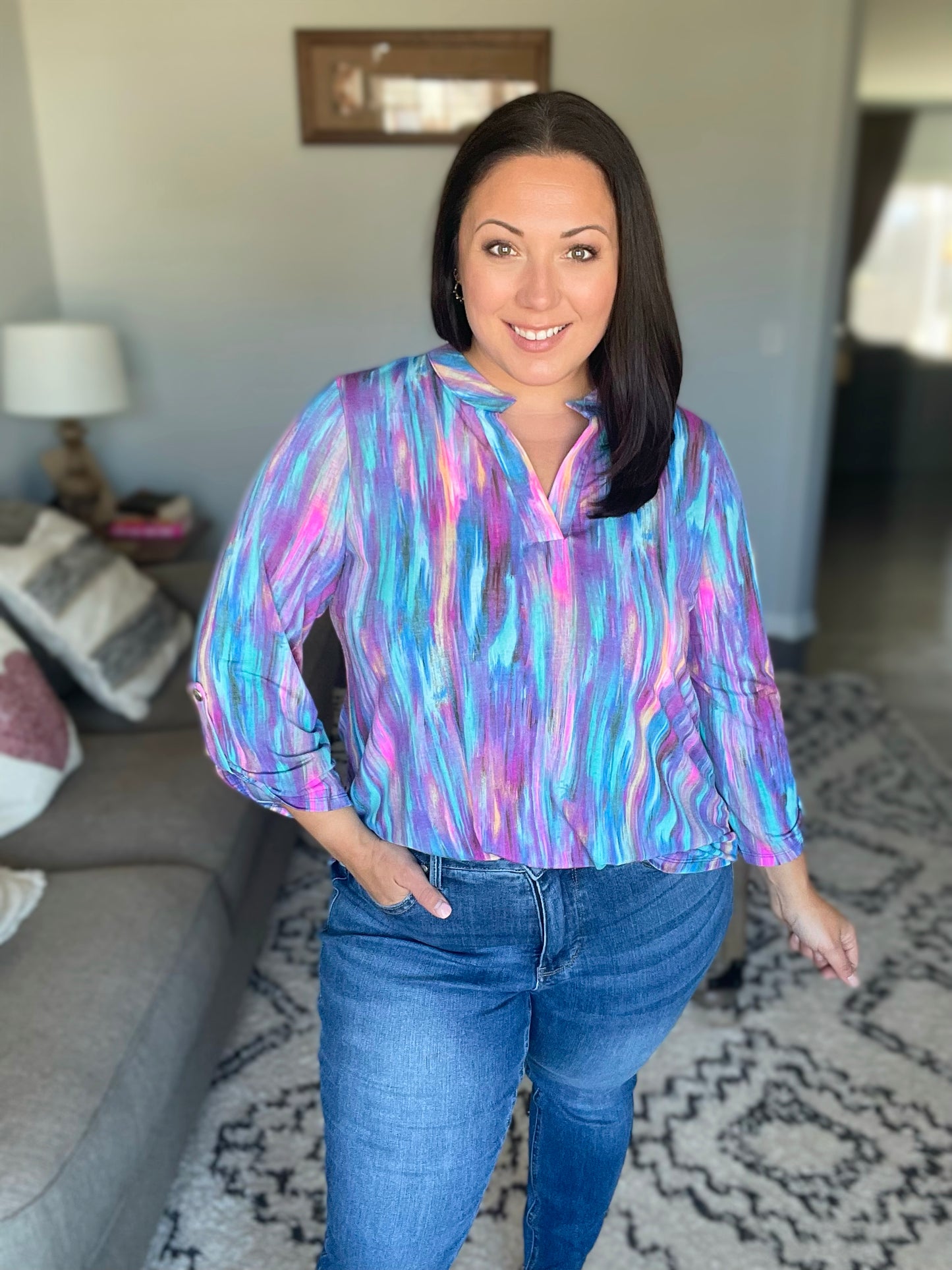 Little Lovely Blouse in Blue Multi